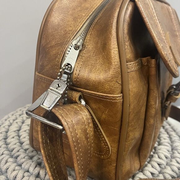 Vintage Escort 1975 Brown Leather Luggage Bag Buckle Carry On - Picture 4 of 9